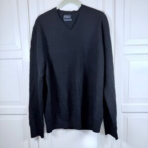 GAP Mens XL Slim Fit Black 100% Slub Merino Wool V-Neck Sweater Long Sleeve READ